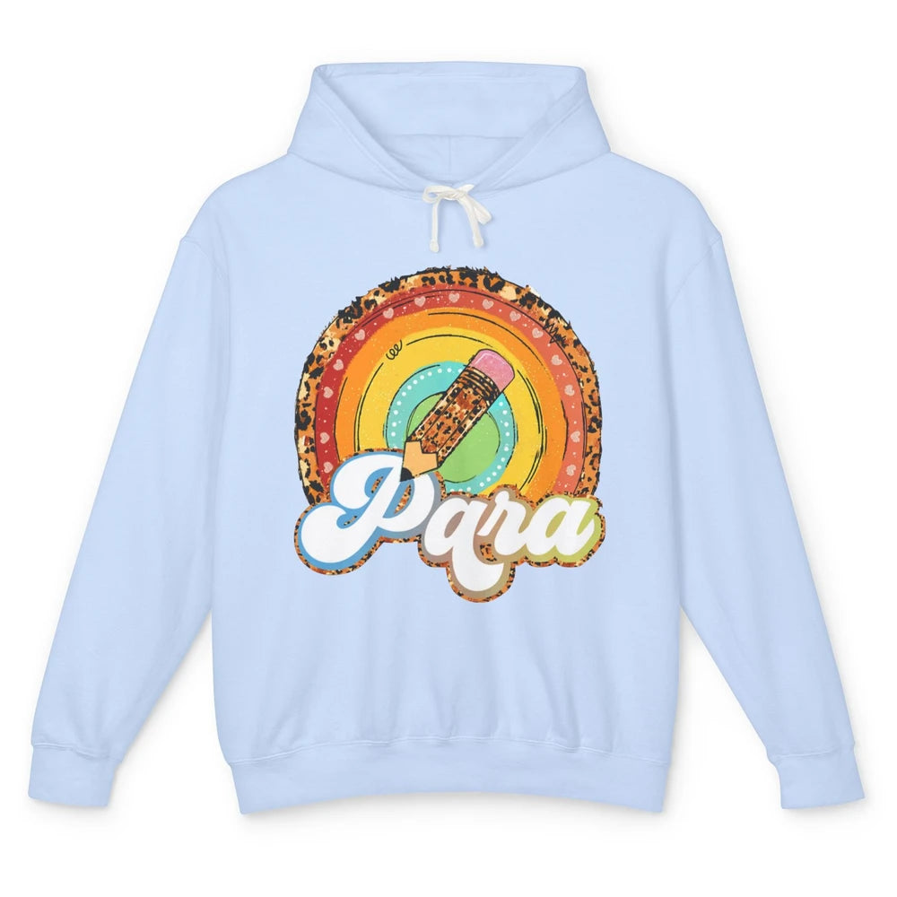 Retro Leopard Rainbow Paraprofessional Teacher Para Squad Unisex Lightweight Hoodie