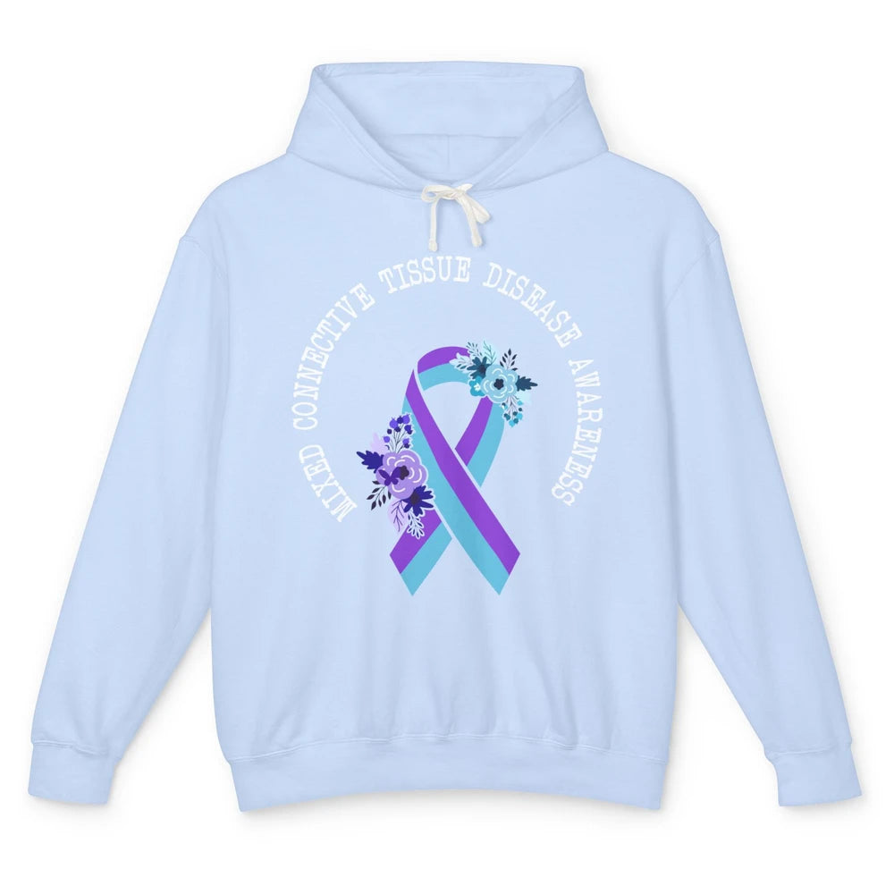 Mixed Connective Tissue Disease Awareness MCTD Floral Ribbon Unisex Lightweight Hoodie