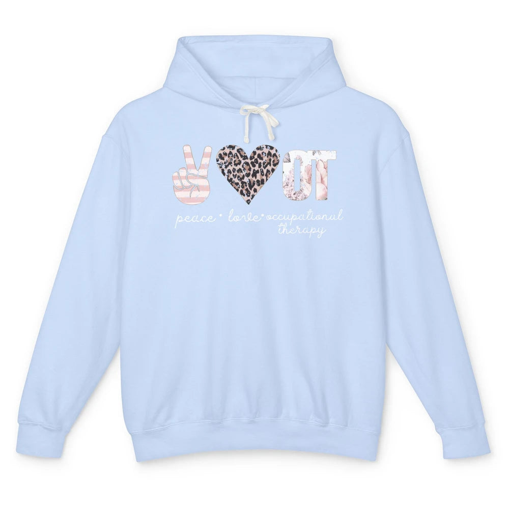 Retro Occupational Therapist Peace Love Occupational Therapy Unisex Lightweight Hoodie