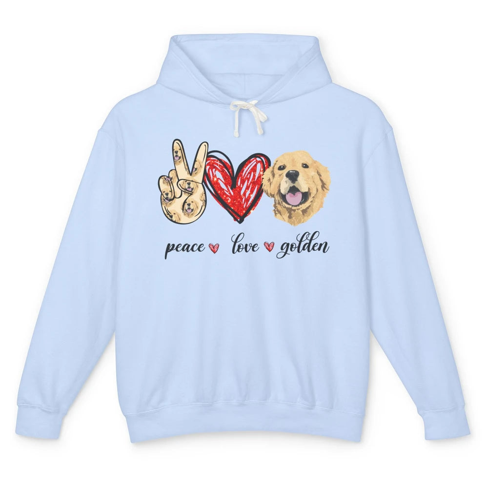 Peace Love Golden Dog Lover Golden Retriever Dad Mom Gift Unisex Lightweight Hoodie