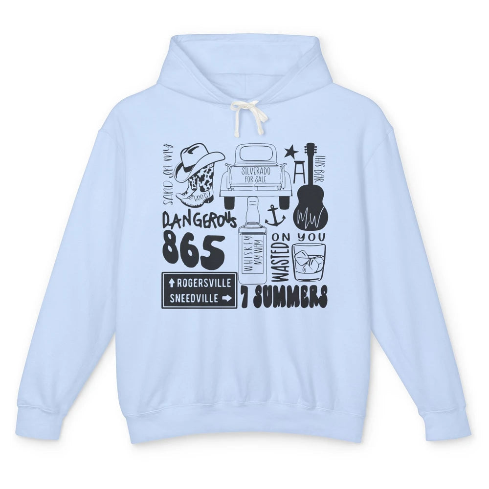 Retro Cowboy Boot Hat Sand In My Boots Western Country Music Unisex Lightweight Hoodie