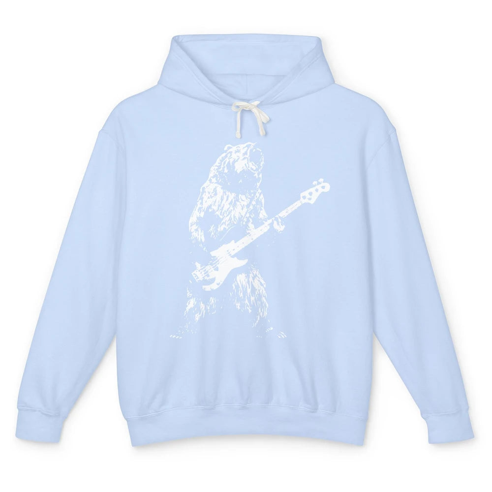 Retro Bear Playing Bass Guitar Bear Guitarist Music Lovers Unisex Lightweight Hoodie