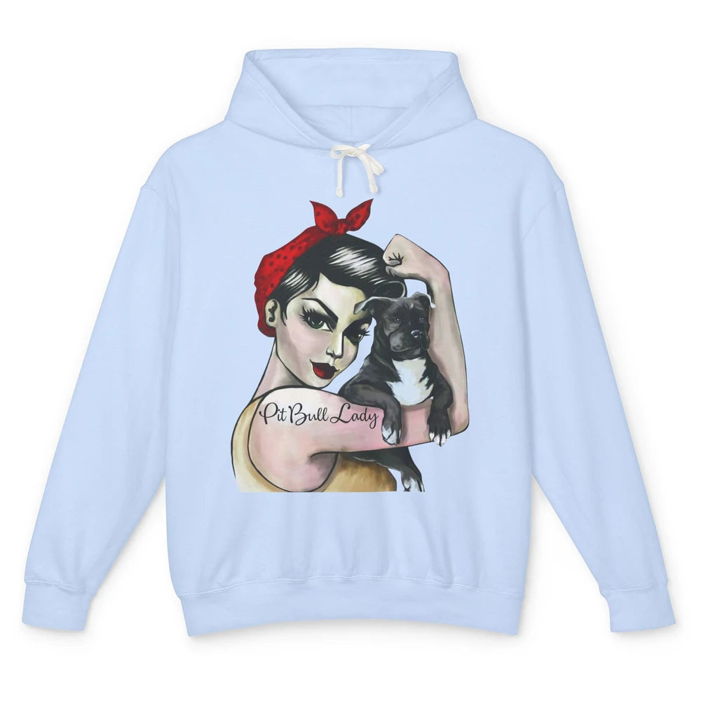 Pit Bull Lady Pit Bull Mom Dog Mom Bandana Dog Lovers Gift Unisex Lightweight Hoodie
