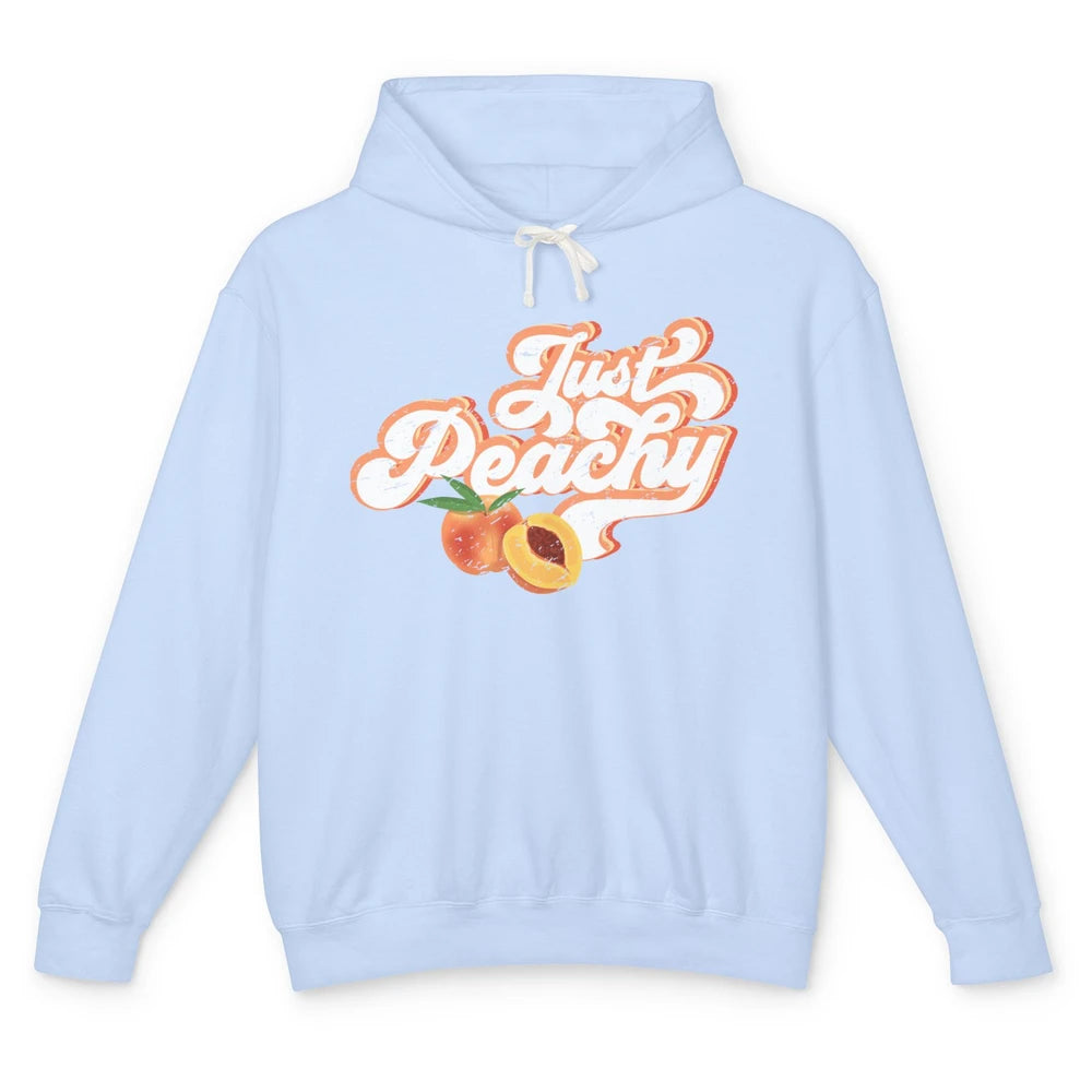 Retro Just Peachy Retro 70s Georgia Peaches Summer Fruit Unisex Lightweight Hoodie