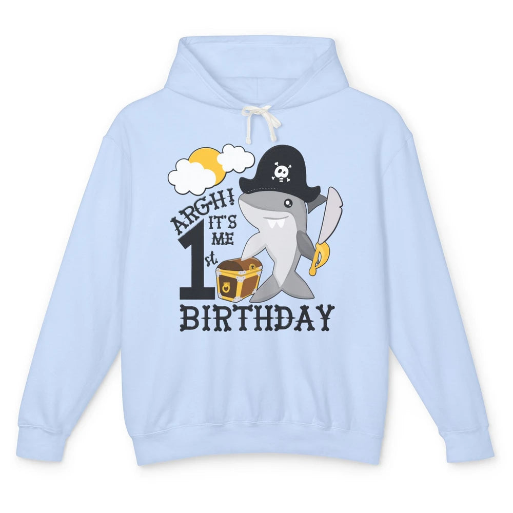 Pirate Shark 1st Birthday Party 1st Birthday Boy Girl Gift Unisex Lightweight Hoodie