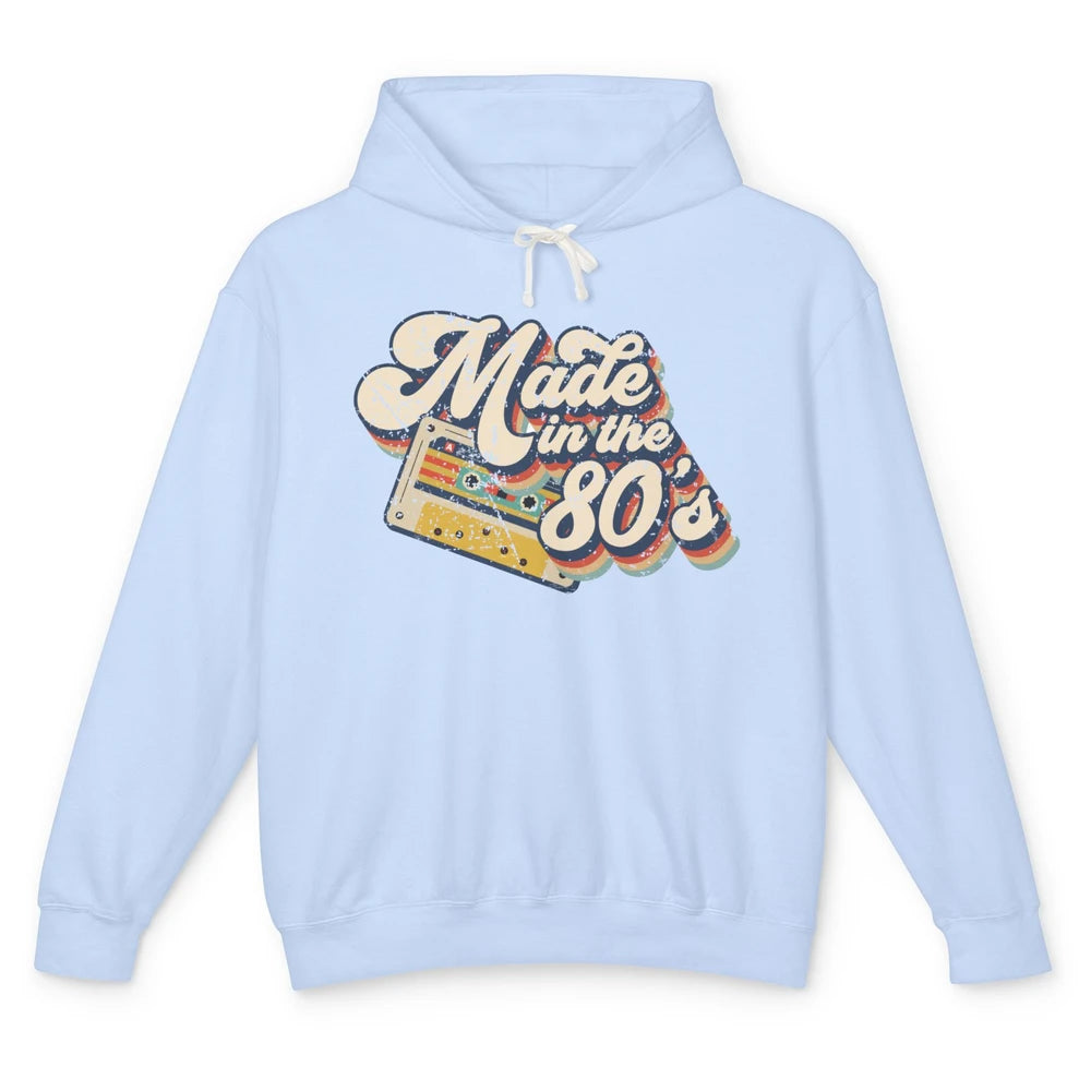 Retro Cassette Made In The 80's 1980s Born Birthday Day Gift Unisex Lightweight Hoodie