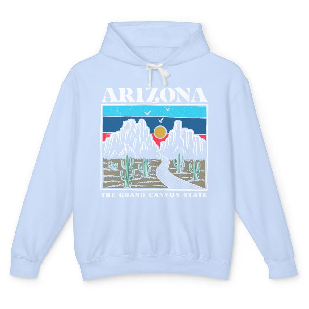 Retro Arizona Cactus Mountain The Grand Canyon State Hiking Unisex Lightweight Hoodie
