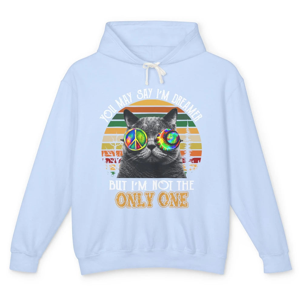 Retro Hippie Cat I'm A Dreamer Peace Lovers Hippie Soul Gift Unisex Lightweight Hoodie