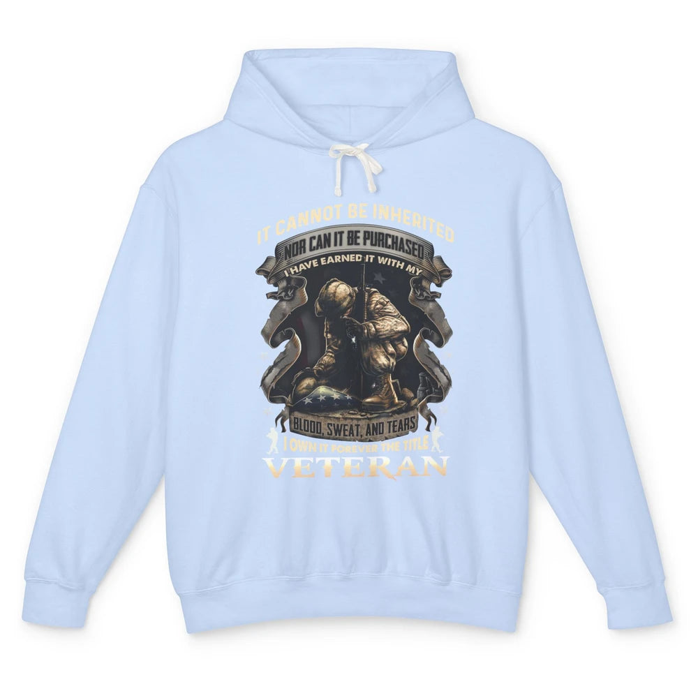 Proud American Veteran It Can't Be Heritated US Soldier Gift Unisex Lightweight Hoodie