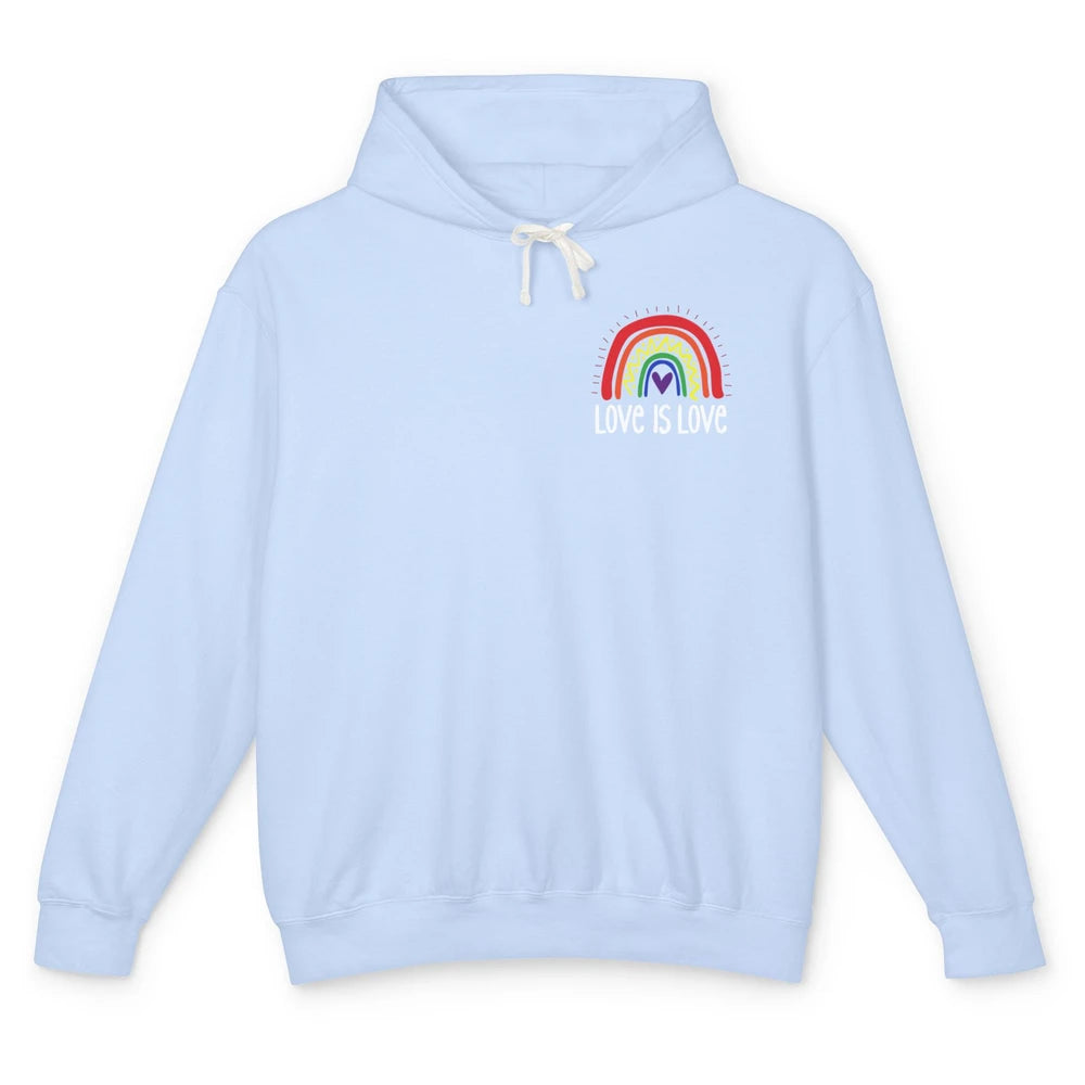 Rainbow Love Is Love LGBT Gay Pride Month Rainbow Flag Unisex Lightweight Hoodie