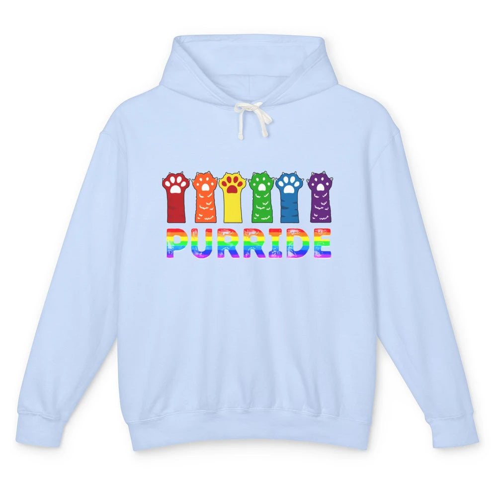 Purride Funny Cat Lover LGBT Pride Awareness Gift LGBT Month Unisex Lightweight Hoodie