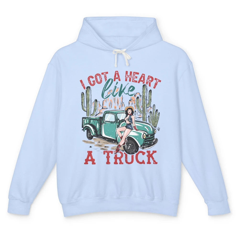 Retro Desert Cowgirl Got A Heart Like Truck Western Country Unisex Lightweight Hoodie