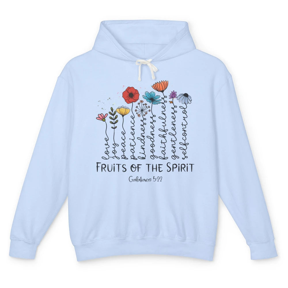 Flower Christian Fruits Of The Spirit Bible Verse Religious Unisex Lightweight Hoodie