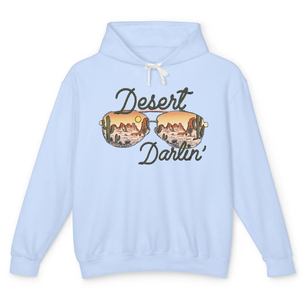 Retro Desert Darling Cactus Glasses Western Country Cowboy Unisex Lightweight Hoodie