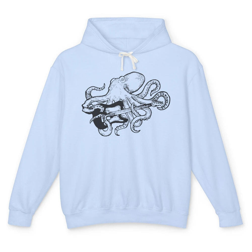 Retro Octopus Electric Guitar Octopus Guitarist Musician Unisex Lightweight Hoodie