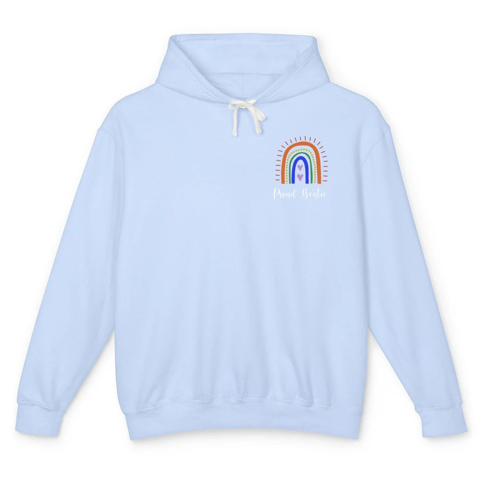Rainbow Proud Bestie Proud Ally LGBT Gay Pride Month Unisex Lightweight Hoodie