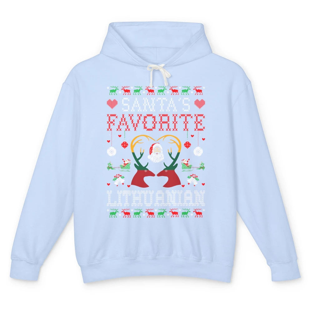 Merry Christmas Santa Favorite Lithuanian Xmas Ugly Santa Unisex Lightweight Hoodie