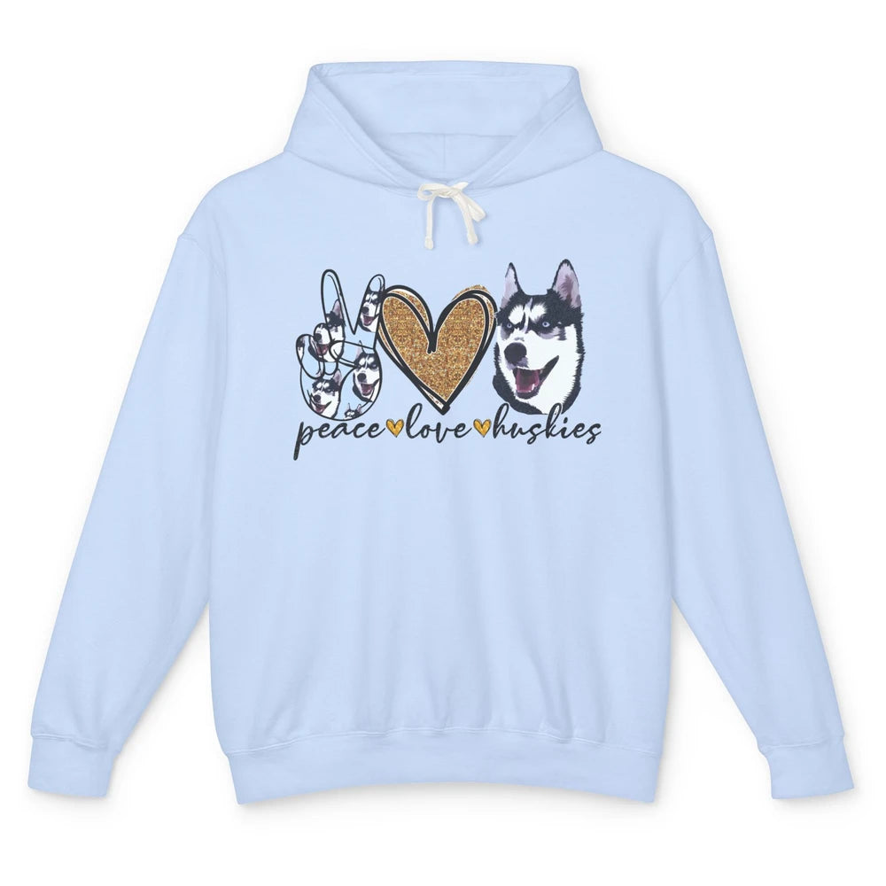 Peace Love Husky Funny Siberian Husky Mom Dog Lovers Gift Unisex Lightweight Hoodie