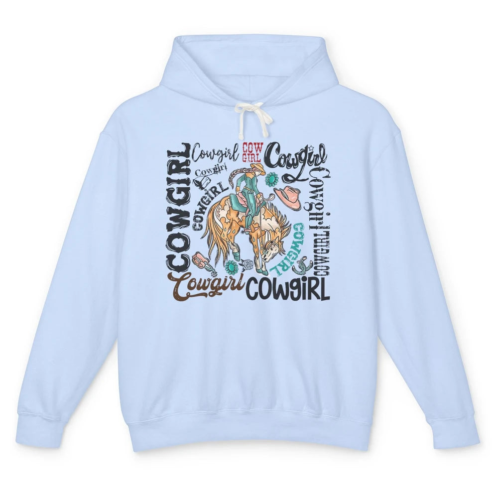 Retro Cowgirl Rodeo Wild Western Country Cowboy Hat Unisex Lightweight Hoodie