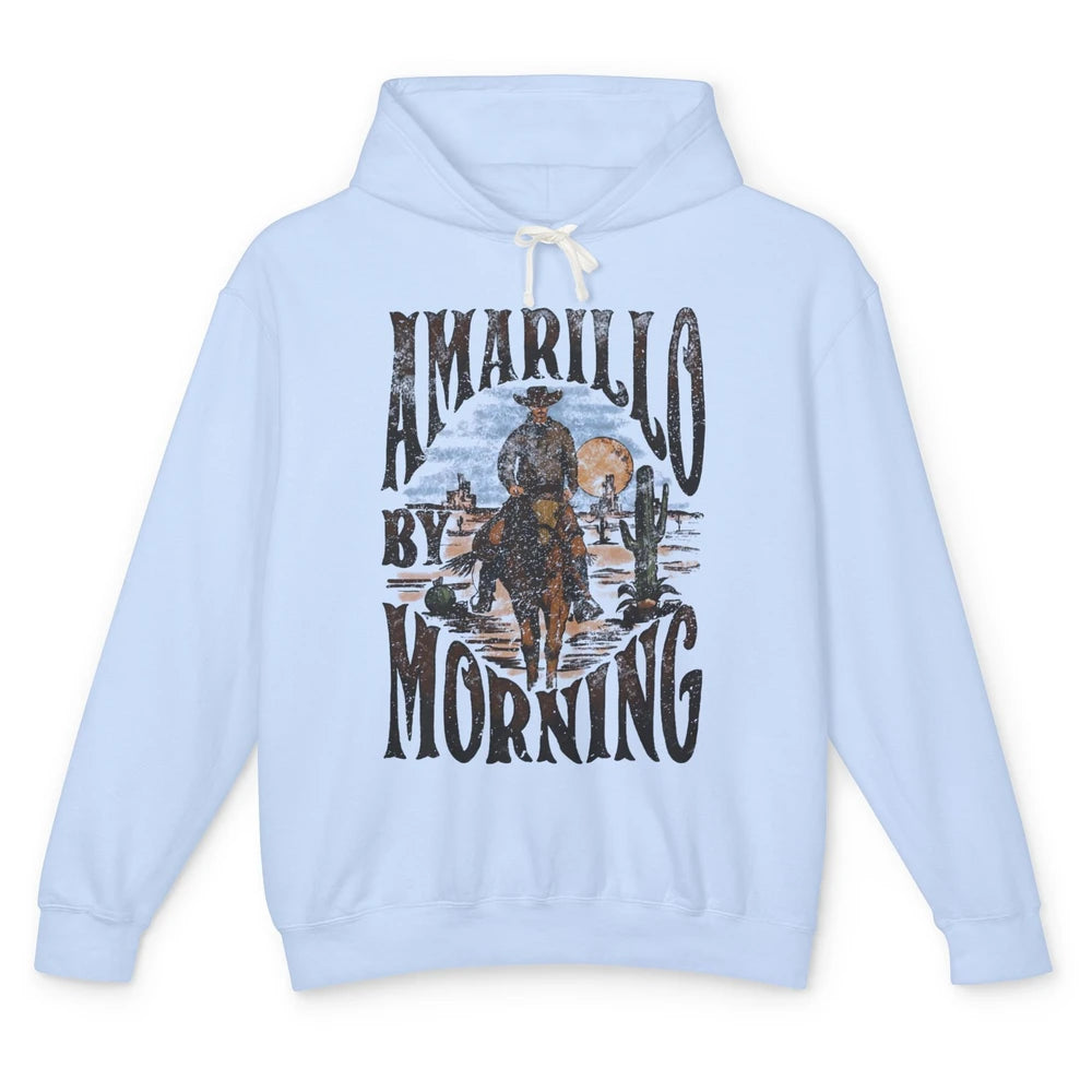 Retro Cowboy Riding Horse Desert Amarillo By Morning Western Unisex Lightweight Hoodie