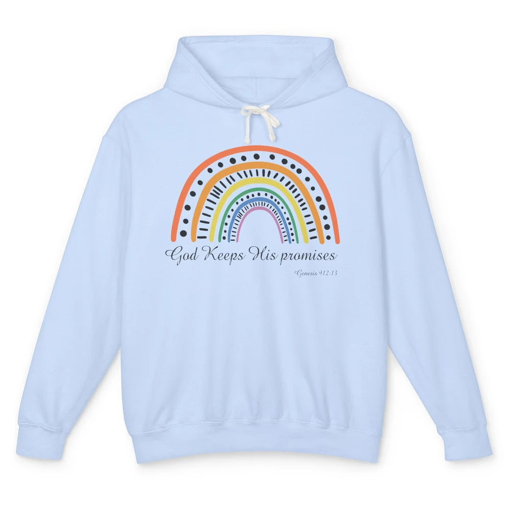 Retro Rainbow God Keeps His Promises Christian Religious Unisex Lightweight Hoodie
