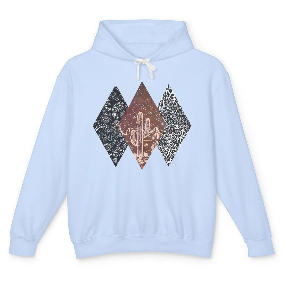 Retro Leopard Desert Cactus Sunset Western Country Cowgirl Unisex Lightweight Hoodie