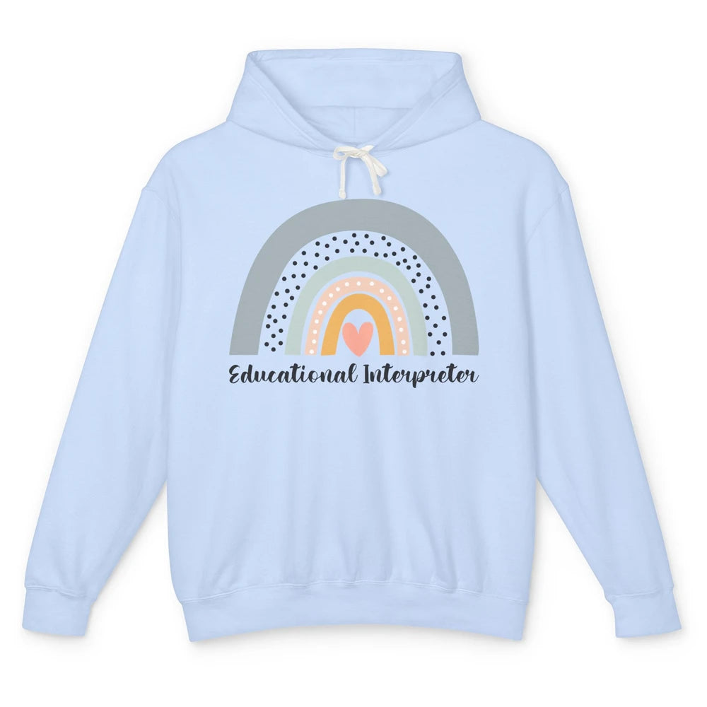 Retro Boho Rainbow Educational Interpreter Back To School Unisex Lightweight Hoodie
