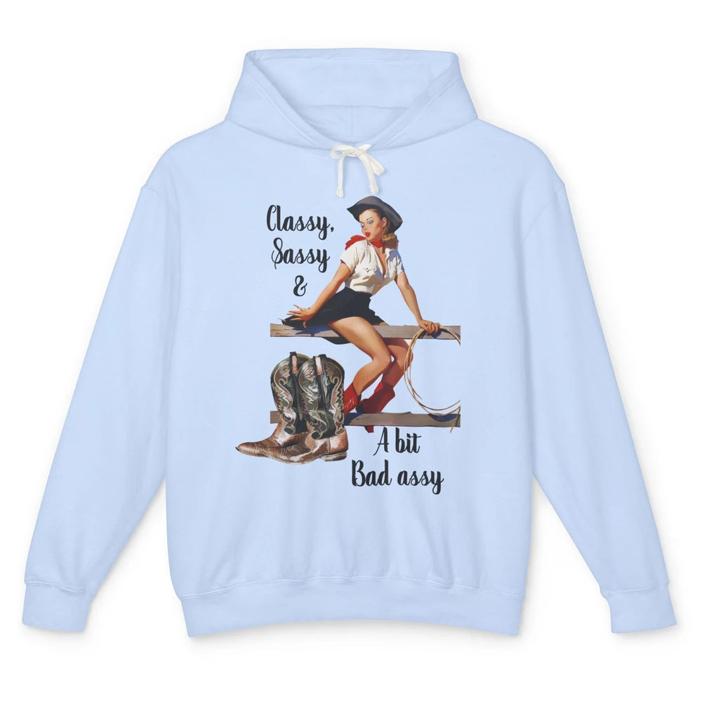 Retro Cowgirl Boots Classy Sassy Western Country Cowboy Gift Unisex Lightweight Hoodie