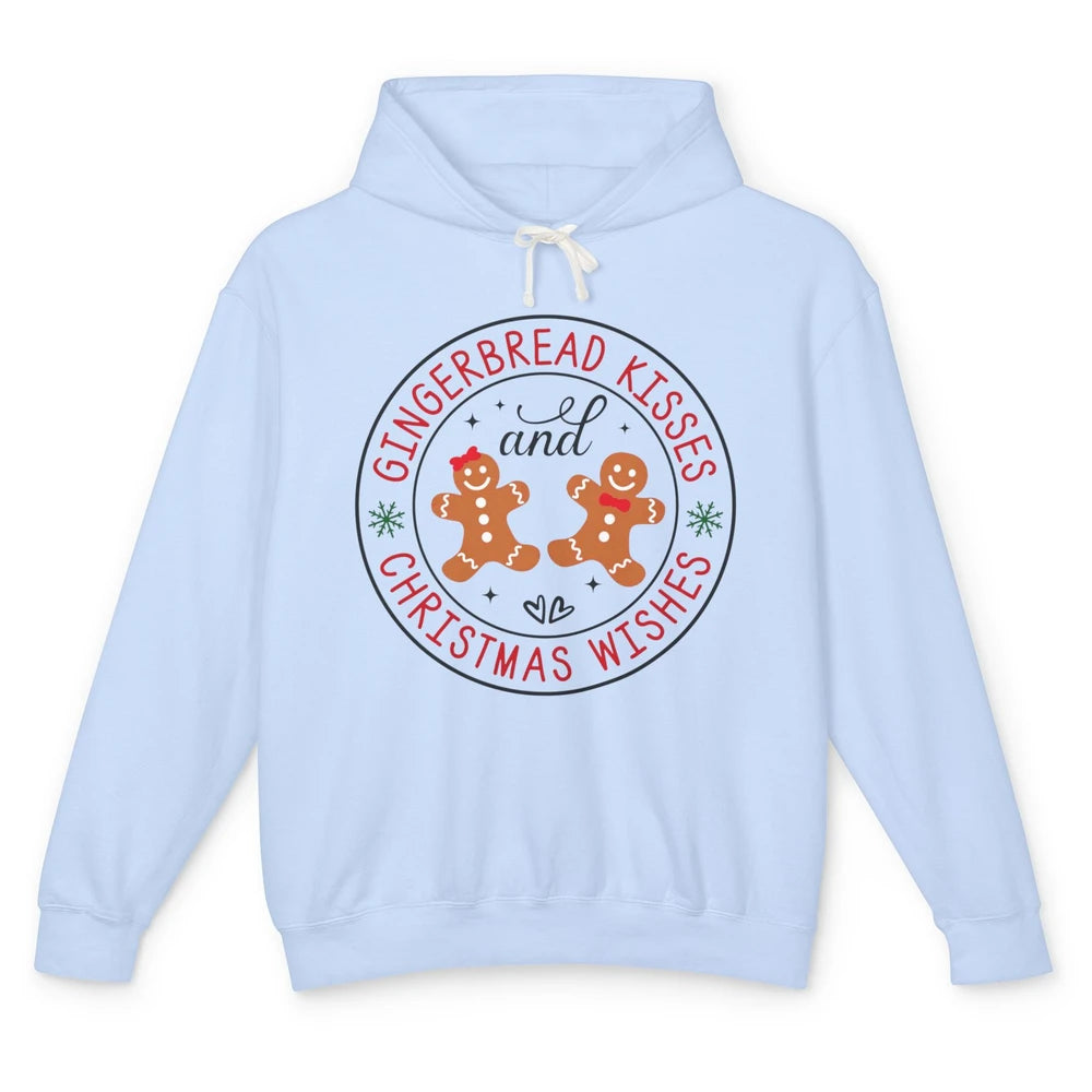 Christmas Gingerbread Kissed And Christmas Wishes Winter Unisex Lightweight Hoodie
