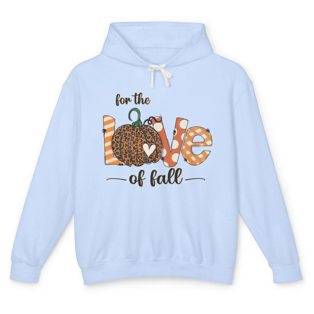 Retro Love Fall Y'All Leopard Pumpkin Heart Halloween Fall Unisex Lightweight Hoodie