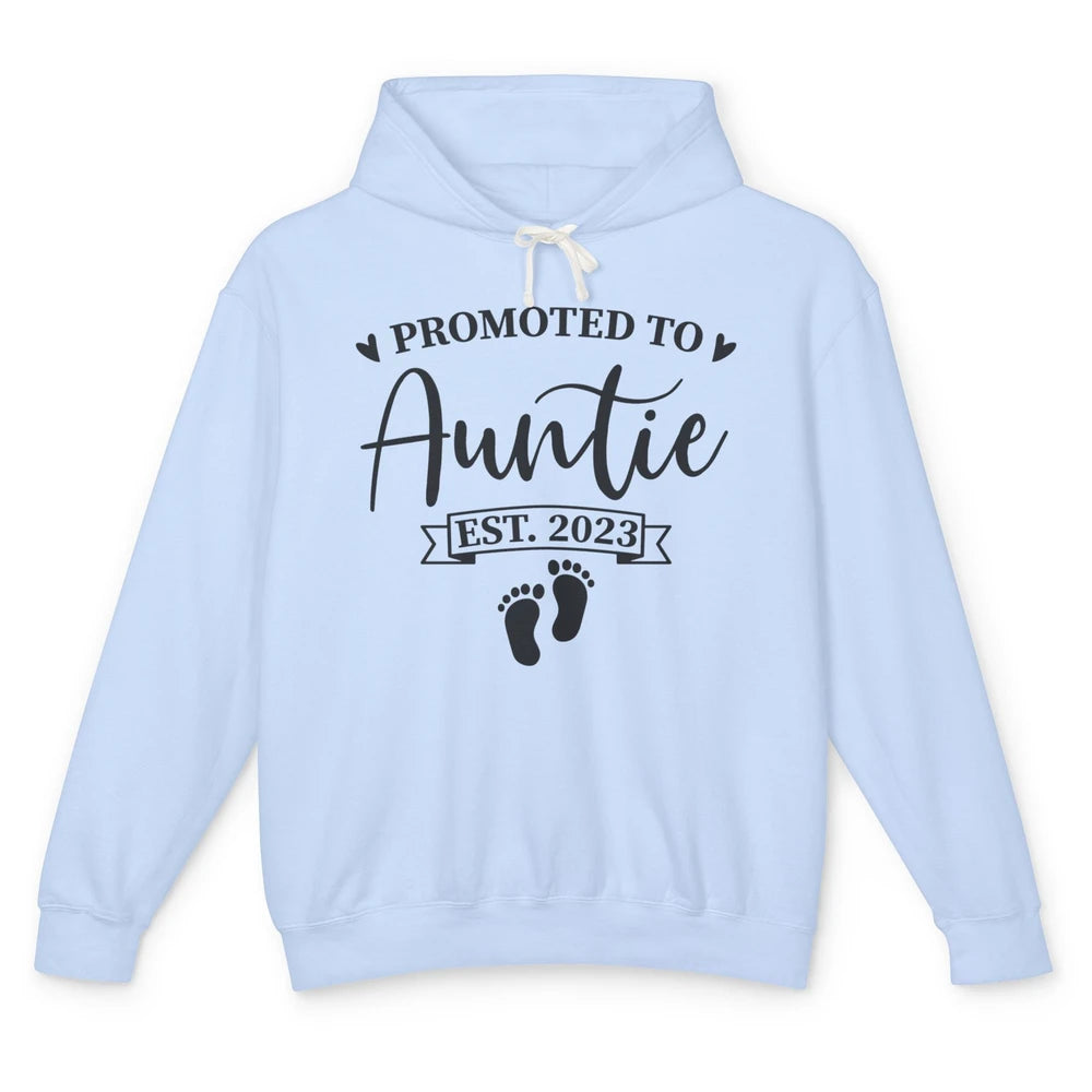 Promoted To Auntie Est 2023 Auntie To Be Baby Reveal Gift Unisex Lightweight Hoodie