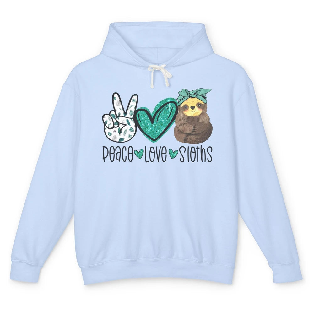Peace Love Sloths Cute Baby Sloth With Bandana Sloth Lovers Unisex Lightweight Hoodie