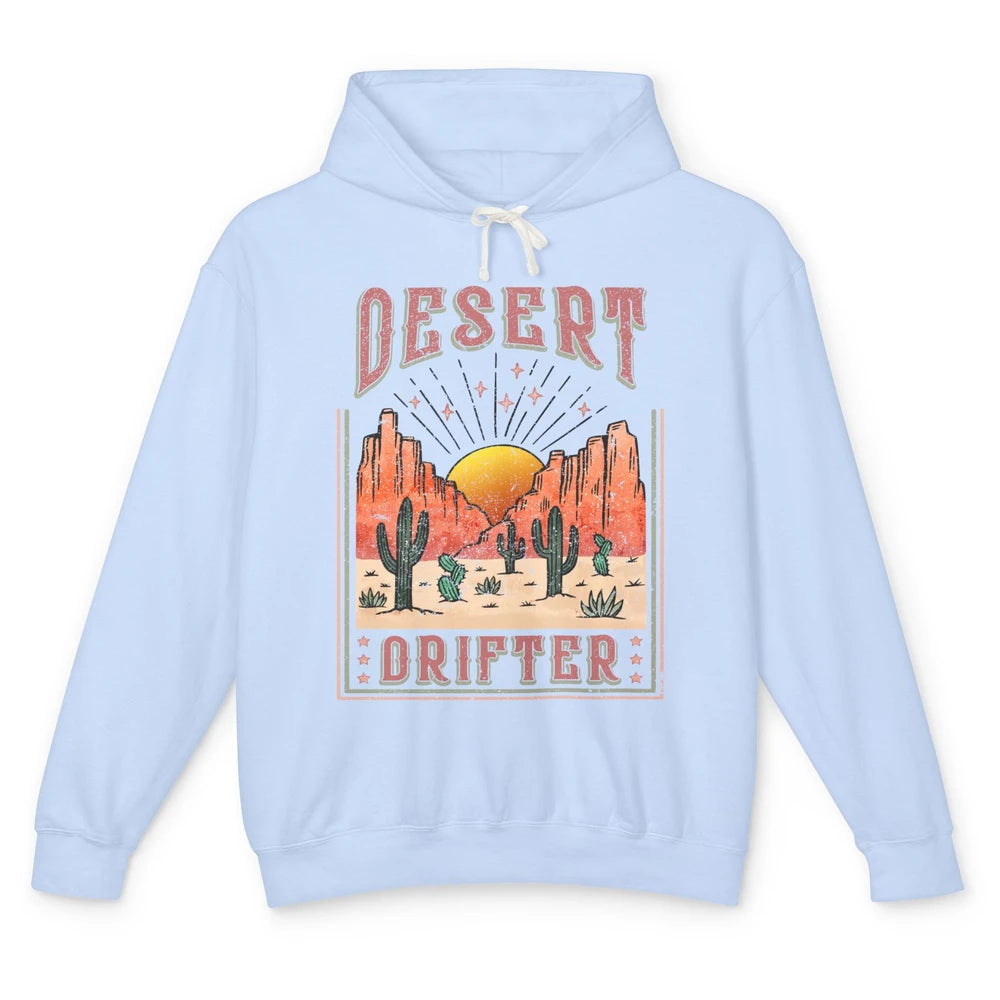 Retro Desert Cactus Sunset Desert Drifter Western Country Unisex Lightweight Hoodie