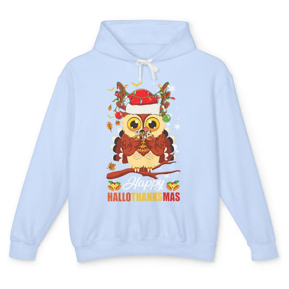 Owl Halloween Owl Thanksgiving Owl Christmas Owl Lovers Gift Unisex Lightweight Hoodie