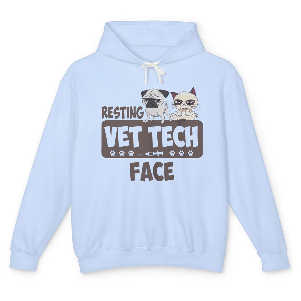 Resting Vet Tech Animal Face Nurse Veterinarian Dog Cat Paw Unisex Lightweight Hoodie