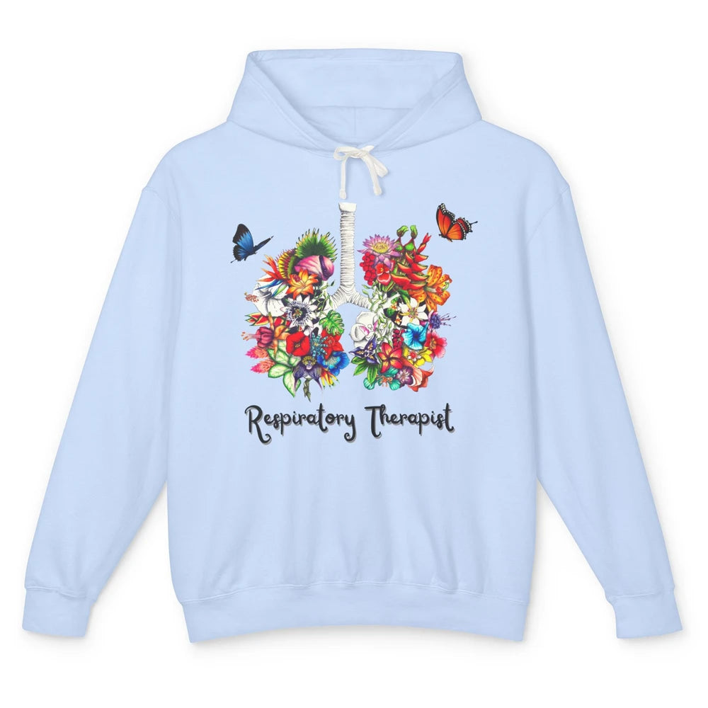 Respiratory Therapy Floral Lung Respiratory Therapist Gift Unisex Lightweight Hoodie