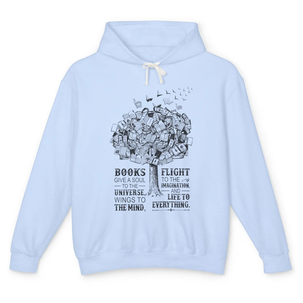 Retro Book Lovers Book Gives A Soul Reading Tree Bookworm Unisex Lightweight Hoodie
