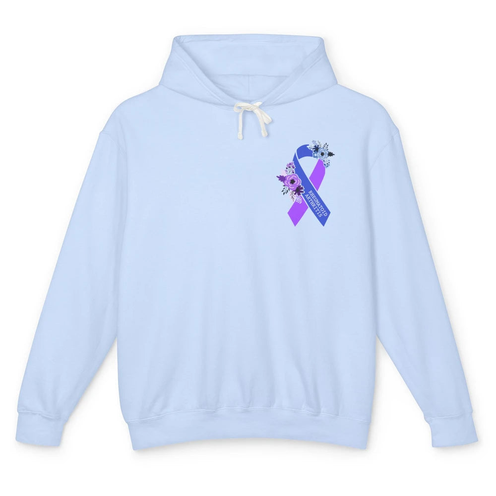 Rheumatoid Arthritis RA Awareness Support Blue Purple Ribbon Unisex Lightweight Hoodie