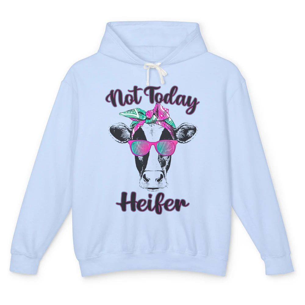 Not Today Heifer Funny Cow With Glasses Bandana Heifer Lover Unisex Lightweight Hoodie