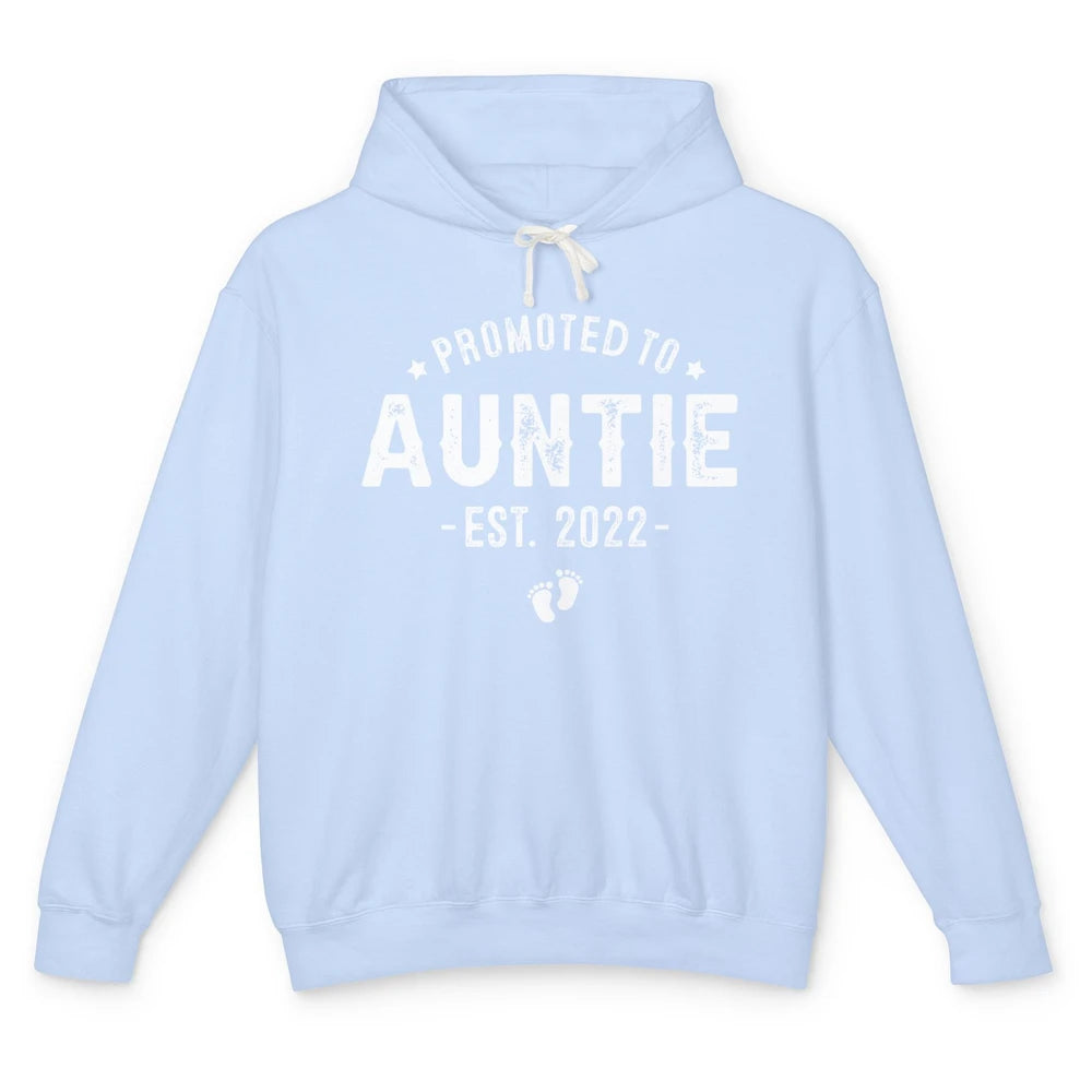 Promoted To Auntie Est 2022 Auntie To Be Pregnancy Reveal Unisex Lightweight Hoodie