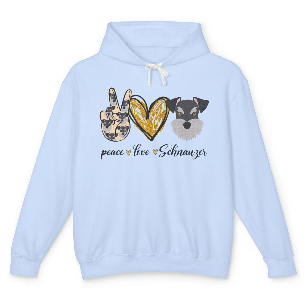 Peace Love Schnauzer Dog Lover Schnauzer Dad Mom Gift Unisex Lightweight Hoodie
