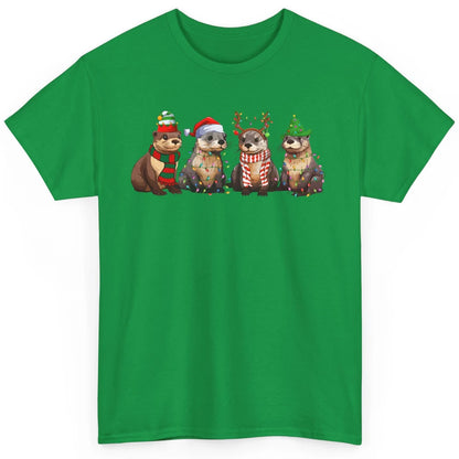 Otters Christmas Lights Sea Animal Christmas Otter Lovers Classic Unisex T-Shirt