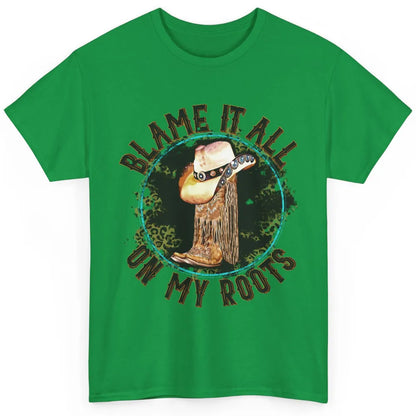 Retro Leopard Cowboy Boots Blame It On My Roots Western Girl Classic Unisex T-Shirt