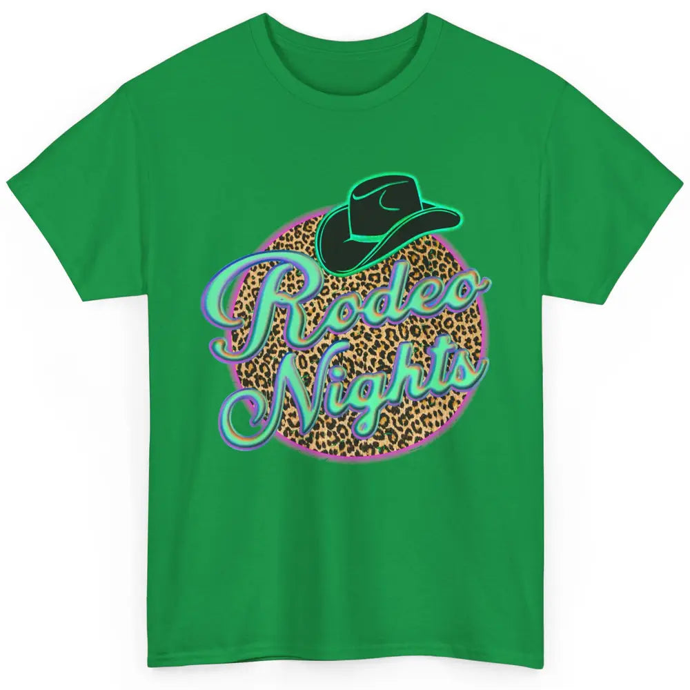 Retro Leopard Cowboy Hat Rodeo Night Western Country Cowgirl Classic Unisex T-Shirt