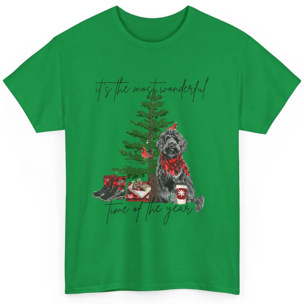 Black Golden Labradoodle Christmas Tree Most Wonderful Time Classic Unisex T-Shirt