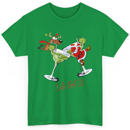 Party Santa & Reindeer Cocktail Glasses Let's Get Lit Xmas Classic Unisex T-Shirt