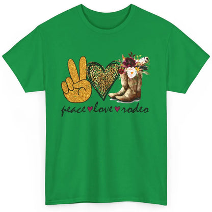 Retro Peace Love Rodeo Cowboy Boots Western Country Cowgirl Classic Unisex T-Shirt