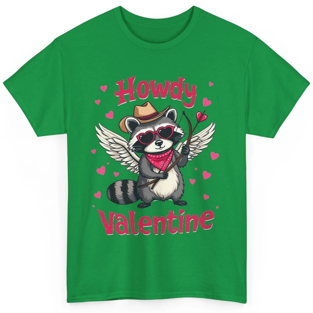 Howdy Valentine Cowboy Hat Cupid Raccoon Funny Opossum Love Heart Cute Western Possum Rodeo Classic Unisex T-Shirt