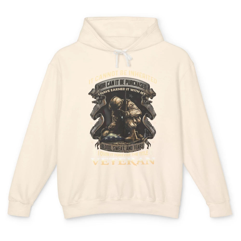 Proud American Veteran It Can't Be Heritated US Soldier Gift Unisex Lightweight Hoodie