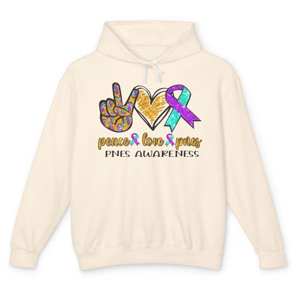 Psychogenic Non-epileptic Seizures Peace Love PNES Ribbon Unisex Lightweight Hoodie